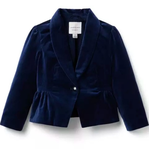 Janie and Jack • 2T • Navy Velvet Peplum Blazer - Picture 1 of 5